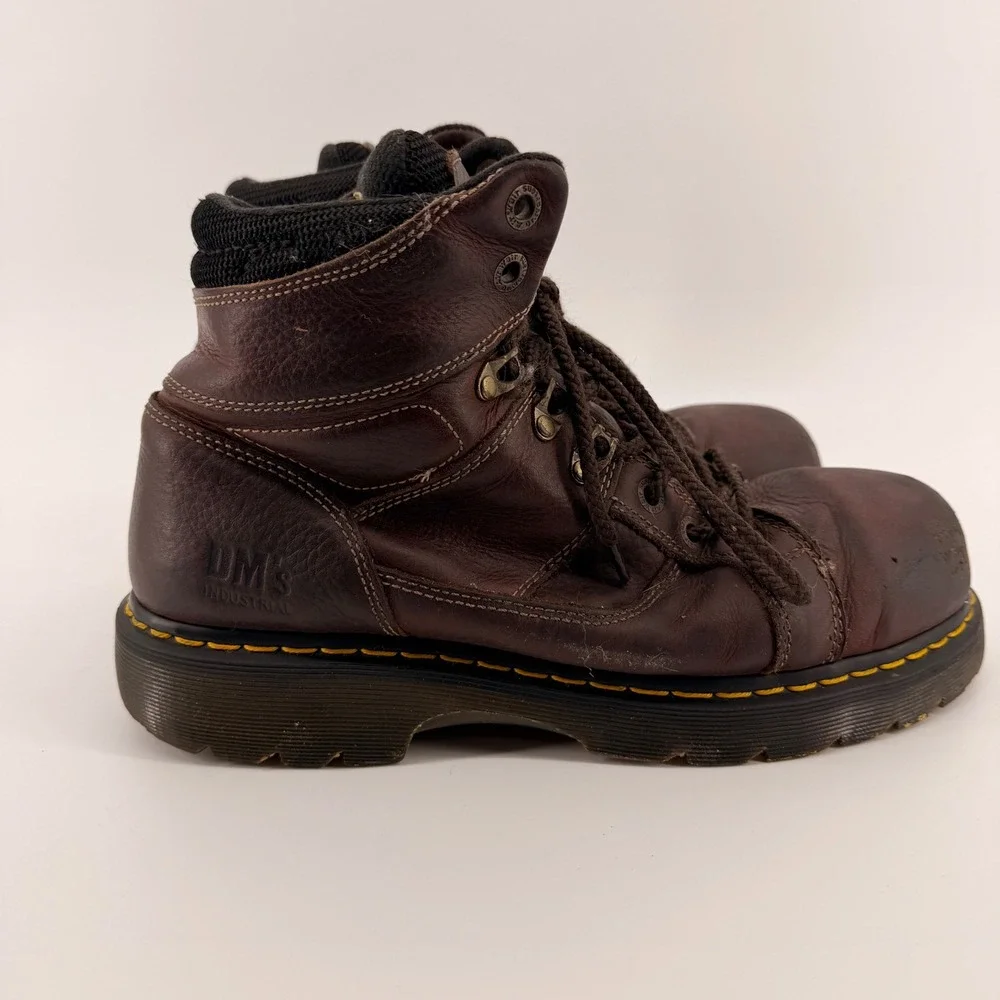 Dr Martens Industrial Steel Toe Work Boots Mens 11 Brown Leather Lace Up Hiking